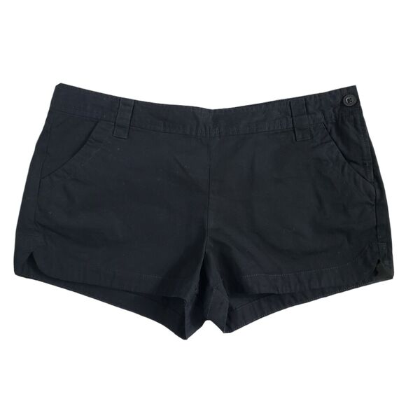 Old Navy Womens Shorts Size 10 Mid Rise Chino Black 100% Cotton Side Zip Pockets - Picture 1 of 7